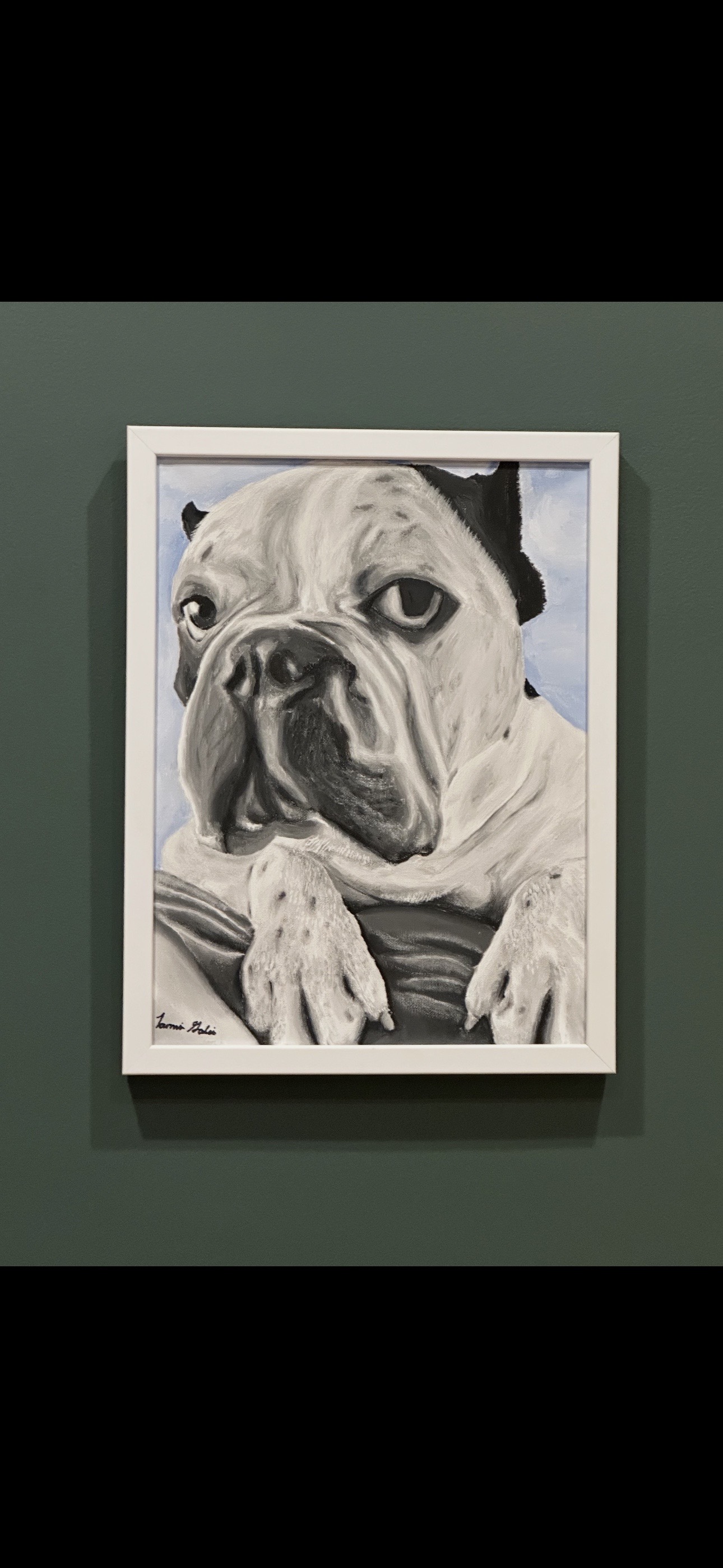 "This memorial portrait was created to honor the life and memory of my aunt and uncle's beloved dog. Through detailed brushwork and emotional expression, the piece captures the companionship and lasting connection shared with a cherished family member."